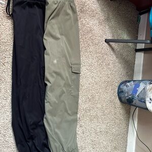 Two-Tone Black and Olive Cargo Pants